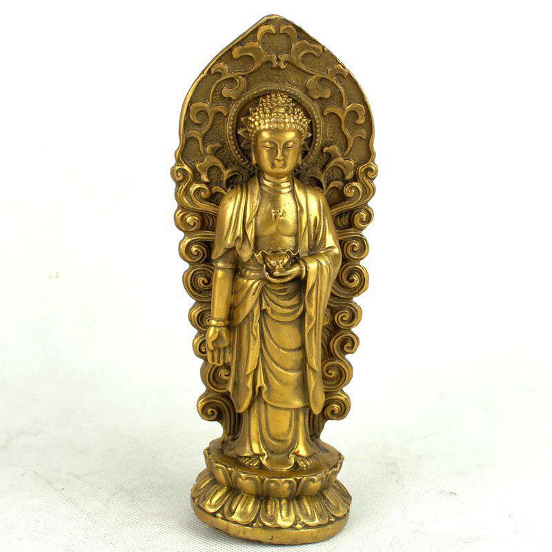 抖音新款纯铜西方三圣佛像摆件 阿弥陀佛观世音菩萨大势至菩萨