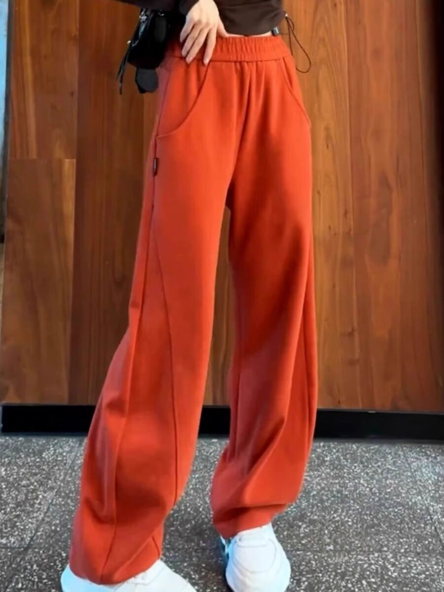 休闲裤女垂感香蕉裤2025年春秋新款弯刀高腰宽松卫裤大码运动裤子