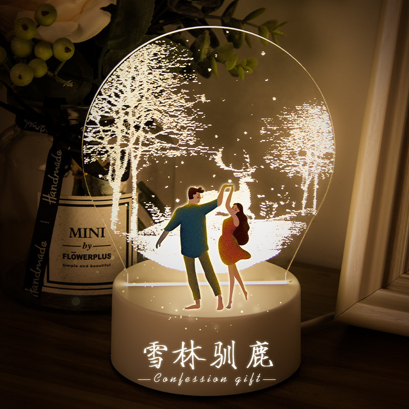 梦幻城堡3d台灯插电卧室床头灯led小夜灯婴儿喂奶儿童睡眠调光灯