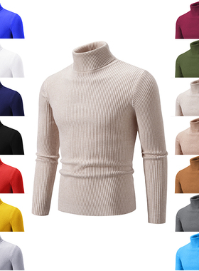 男高领毛衣 Men Autumn Knit High Neck Turtleneck Sweater man