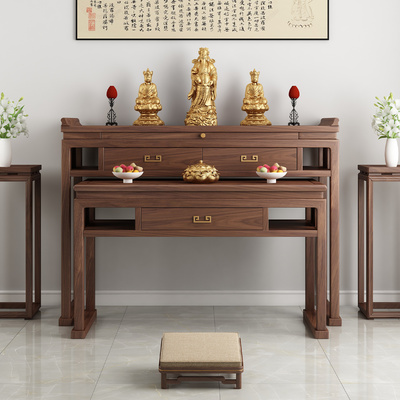 实木供桌香案家用佛堂佛桌中式佛台现代贡台黑胡桃木佛龛供桌神台