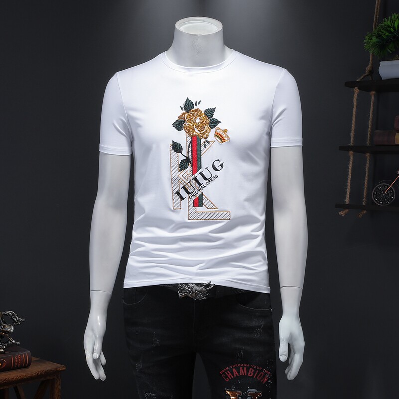 D215-28694-P70 欧洲站工厂新款夏装休闲丝光潮流男士短袖T恤图片
