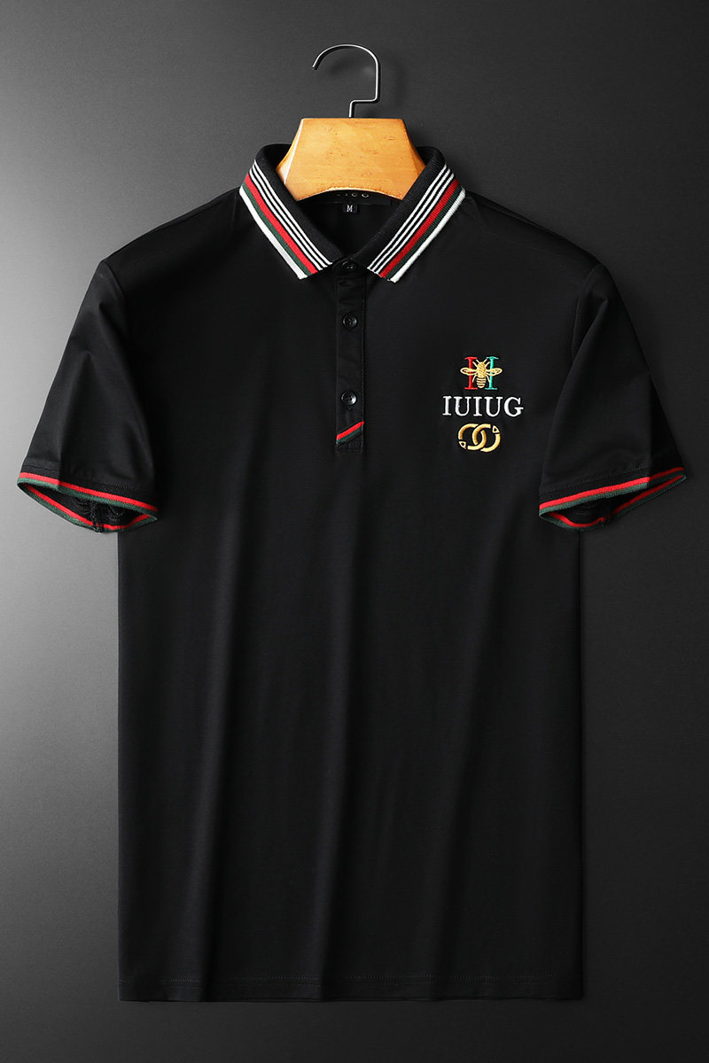 2024夏季欧货IUIUG欧货潮流丝光棉翻领短袖t恤男D320-51021-P80,男装T恤,电商D320(原D215)