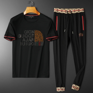 2022夏季 伦古奇潮流丝光短袖运动休闲套装男 D215-T27692-P205,男装休闲套装,电商D320(原D215)