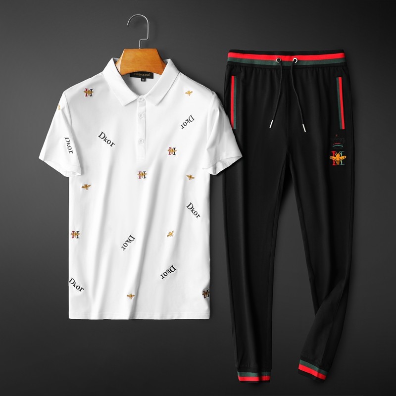 2022夏季新款伦古奇圆领丝光短袖t恤休闲套装D215-T28809-P195，男装休闲套装，电商D320(原D215)