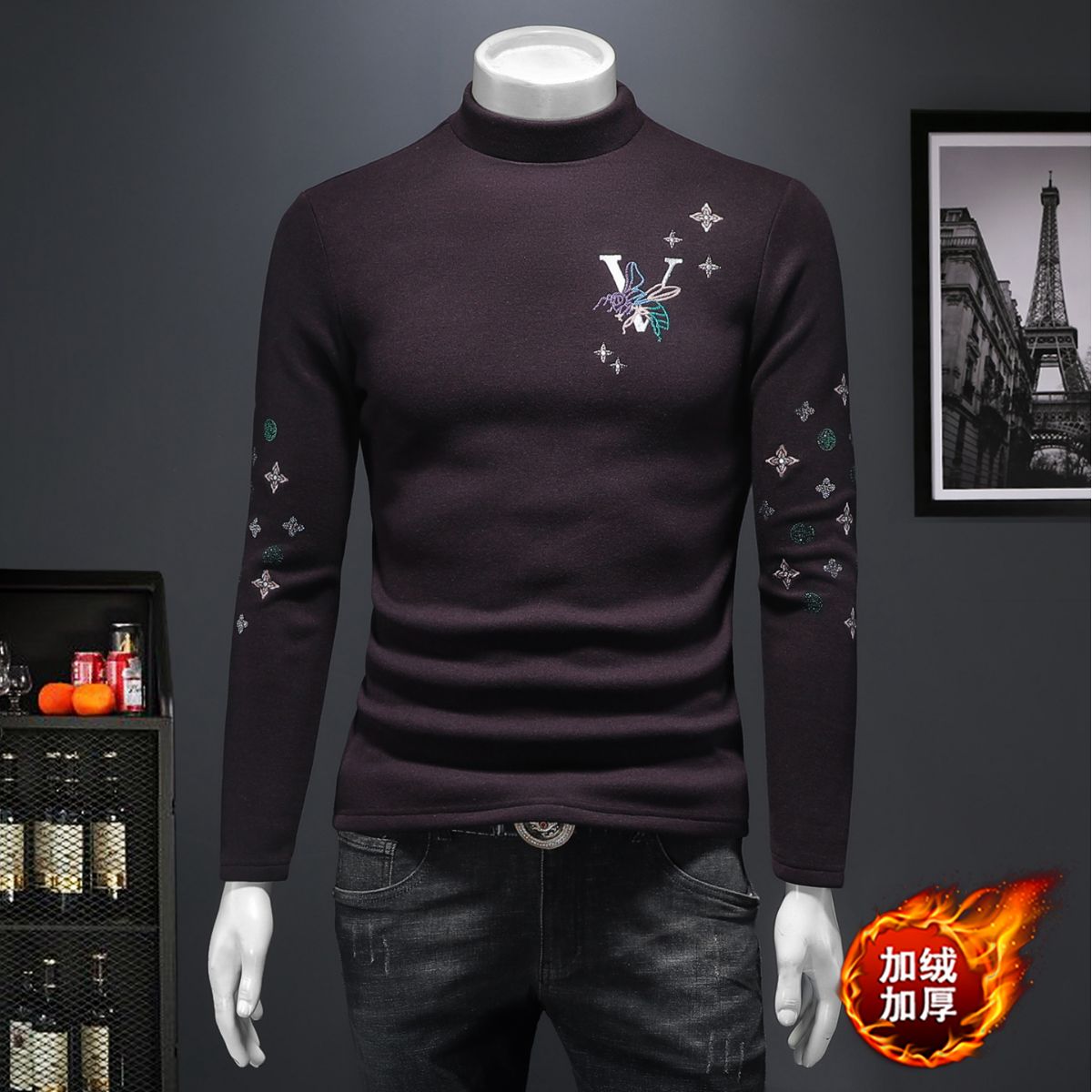 2025秋冬新款羊毛打底衫轻奢品质半高领D320-88403-P115,男装卫衣,电商D322