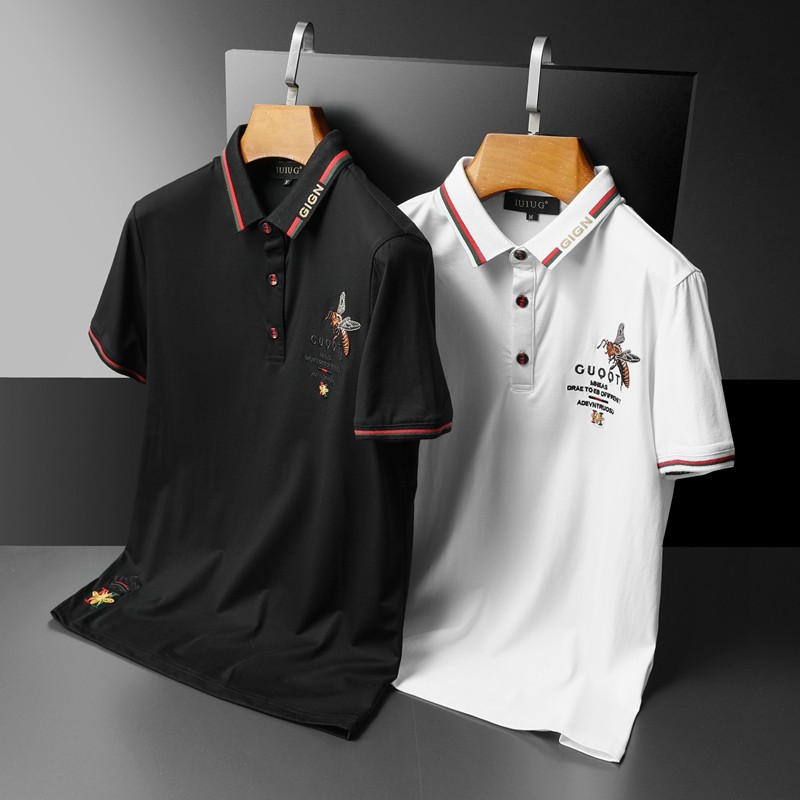 2024欧洲站夏季新款IUIUG潮流丝光棉短袖t恤男D320-27696-P80，男装Polo衫，电商D320(原D215)