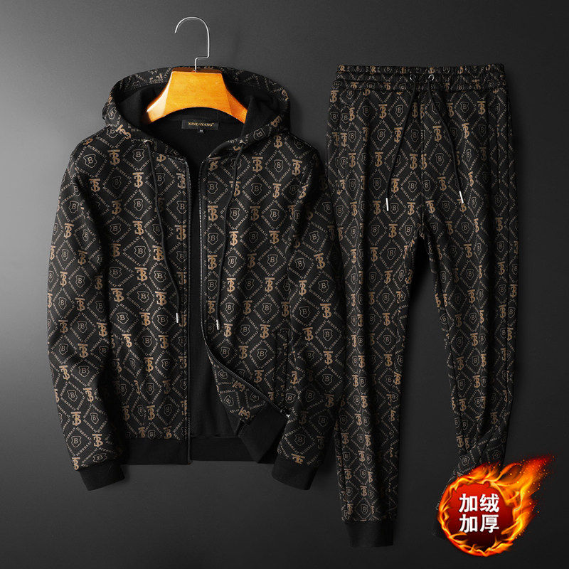 D215-27149-P295卫衣套装男2022秋冬新品澳绒加厚套装，男装休闲套装，电商D320(原D215)