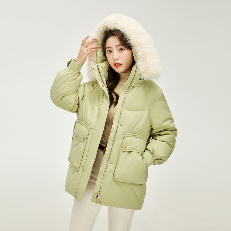 90白鸭绒中长款羽绒服保暖外套