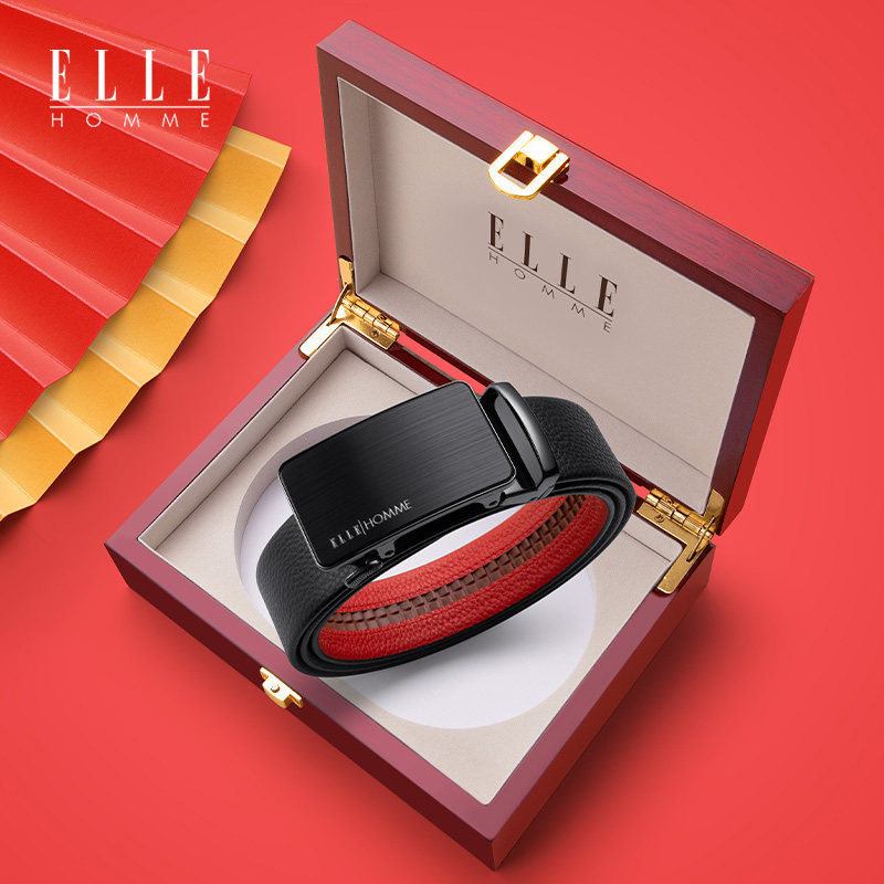 【红腰带】法国ELLE HOMME男士皮带本命年红腰带真皮裤带结婚礼物,服饰配件/皮带/帽子/围巾,腰带/皮带/腰链,淘宝优惠券,粉丝福利购,淘宝优惠卷