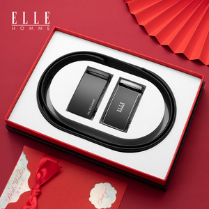 正品ELLE HOMME皮带男士真皮自动扣腰带双扣头纯牛皮商务裤带品牌