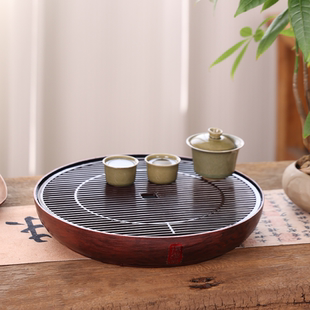 圆形储水电木茶盘小型沥水茶托盘客厅家用干泡茶台 2025新款