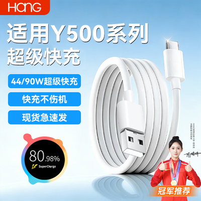 HANG适用VIVOY500数据线44W瓦超级快充vivo手机y500充电线y500pro加长2米线y500i专用90W快充线闪充线Type-C