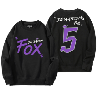 国王达龙福克斯FOX印花卫衣男美式篮球训练圆领上衣宽松休闲衣服