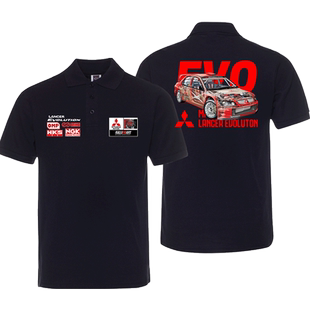 JDM三菱Evolution拉力改装性能车POLO衫男女夏季复古纯棉短袖T恤