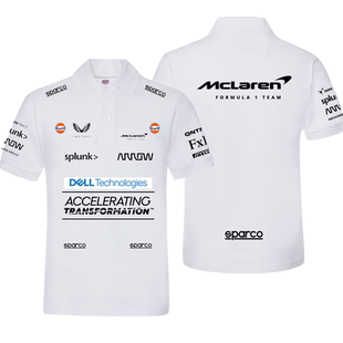 迈凯伦F1方程式赛车里卡多周边POLO衫男女夏季纯棉短袖恤2023新款