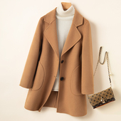 秋冬季 外套女双面呢羊毛大衣小个子新潮毛呢外套女中长款 洋气百搭