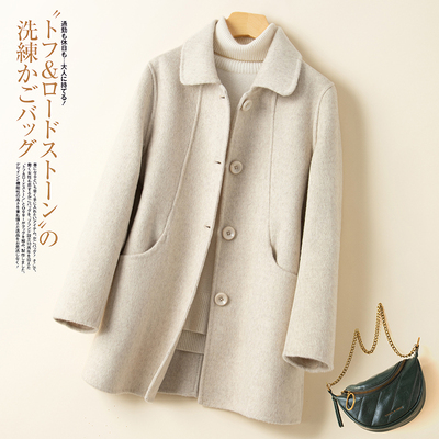 羊毛中长款韩版双面羊绒大衣女