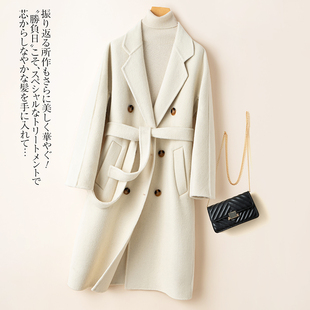 中长款西装双面羊绒大衣女冬季新款高端毛呢外套韩系慵懒风101801