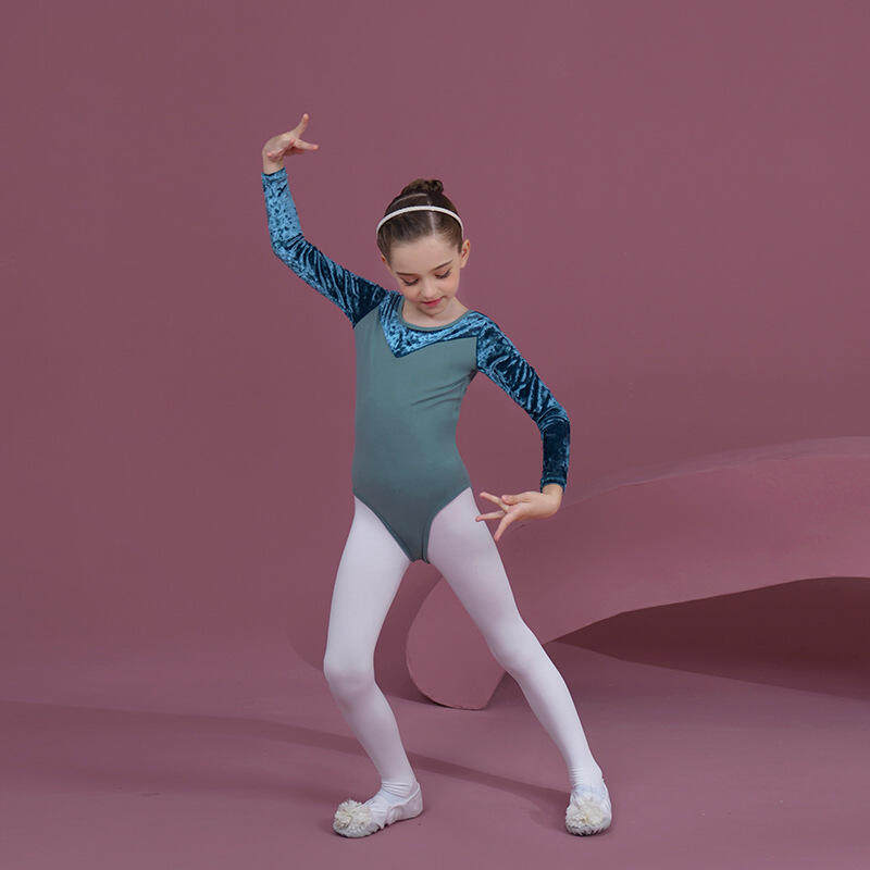 儿童舞蹈服秋冬金丝绒蓝色女童练功服考级艺考中国舞练舞衣中国舞