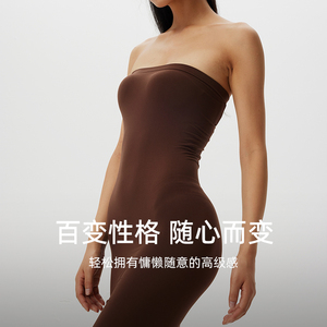 WMU法式连衣裙女修身长裙气质包臀抹胸显瘦百搭性感魔术裙辣妹