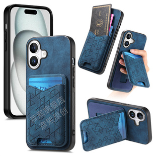 适用苹果16promax手机壳15pm复古14插卡13p萍果12pormas新7plus差11卡包8平xr支架xsmax男e二6代6s纯色mini女