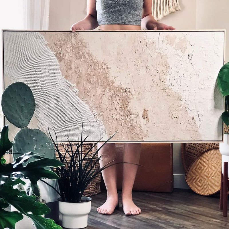 SevenArt 现代简净晶瓷长版客厅抽象喷绘画卧室床头挂画定制微喷图片