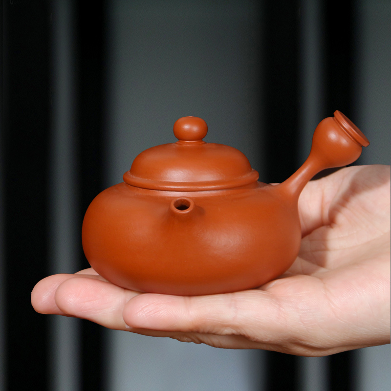 茶都督潮州手拉朱泥侧把壶