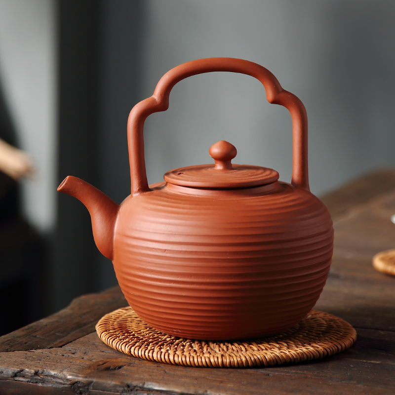 潮州粗陶朱泥煮茶壶陶壶烧水壶电陶炉罐罐茶围炉煮茶器手工砂铫壶