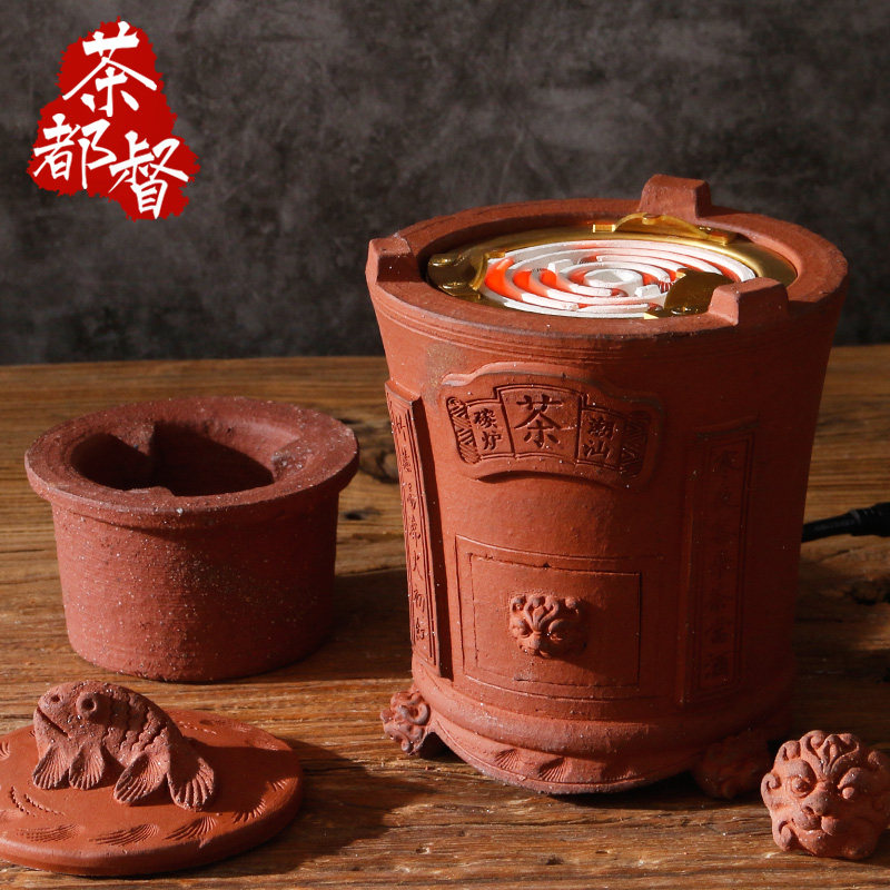 茶都督潮州红泥炭炉改装电炉丝风炉功夫煮茶烧水小火炉橄榄炭砂铫