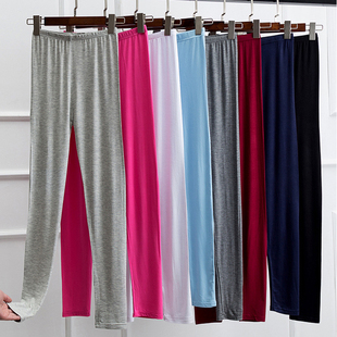 睡裤 紧腿裤 女薄款 黑色家居裤 子秋 九分紧身打底贴身长裤 莫代尔修身