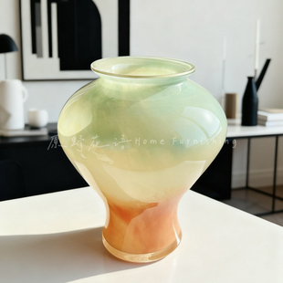 中古花瓶玻璃水养插花桌面摆件水培鲜花器皿艺术风精致法式超好看