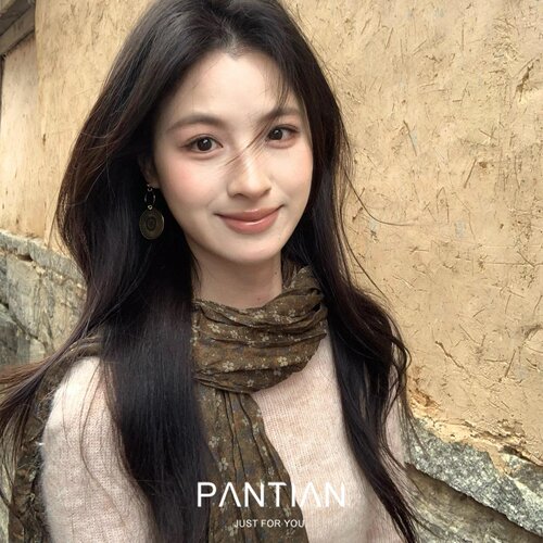 咖黄色棉麻碎花丝巾今年流行围巾
