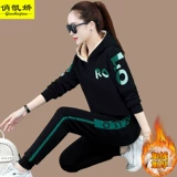 Бархатный демисезонный спортивный костюм, модный комплект, утепленная утепленная толстовка