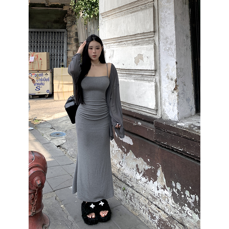 黑泽玄七微胖mm2023夏季新款大码显瘦连衣裙温柔风遮肉吊带裙女