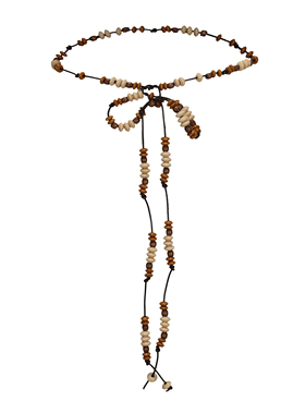 INGE 林涧拾珠手工串珠牛皮绳禅意圆锥松木珠混色悬荡系结腰链