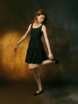 法式A型肌理感小黑裙花边