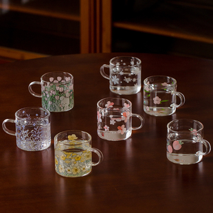 宅乐道水蜜桃小号把手玻璃杯150ml耐热喝水杯子小茶杯咖啡ins原创