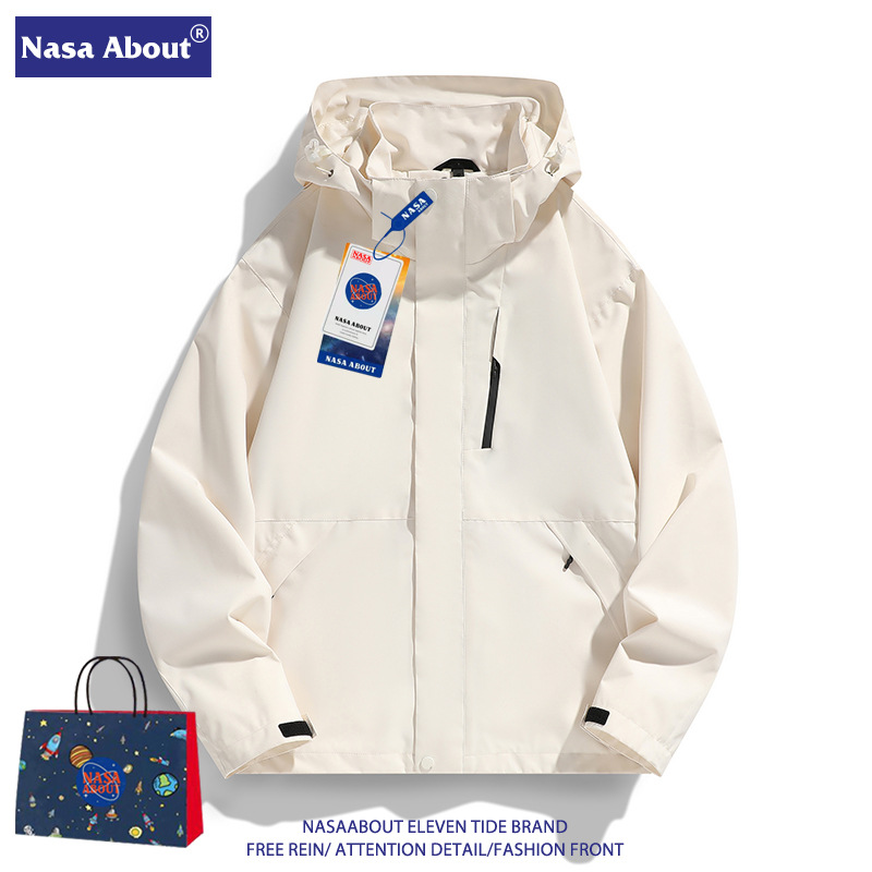 NASA冲锋衣三合一男女外套2025新款防风防雨春秋季登山服两件套