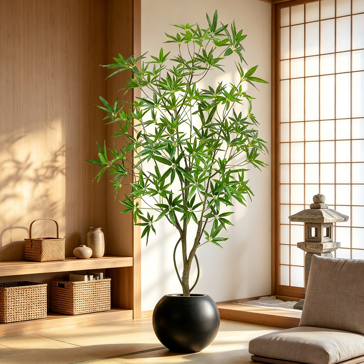 轻奢室内鹅掌木仿真落地盆栽
