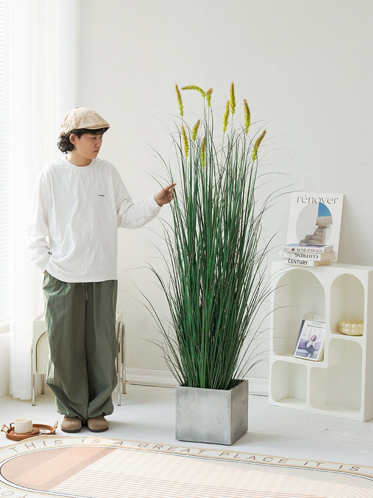 芦苇草彷真花网红狗尾巴草高端彷生绿植室内造景轻奢装饰摆件假花