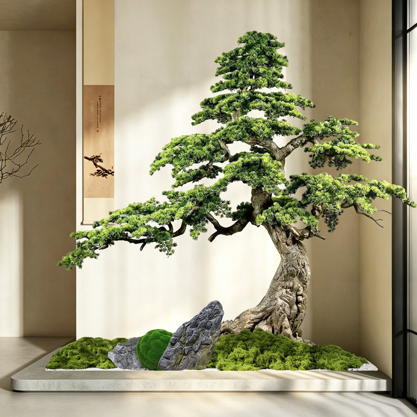 高级感迎客松仿真植物盆栽摆件