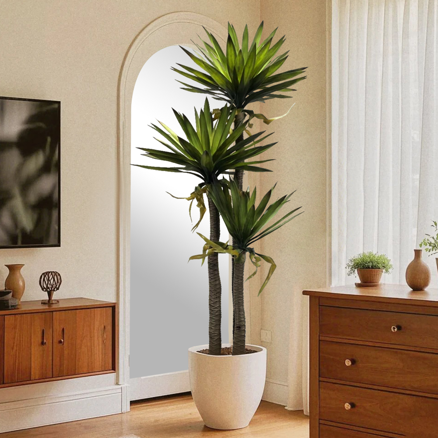 仿真绿植凤尾龙血丝兰树室内装饰盆栽龙舌兰大型客厅落地植物摆件