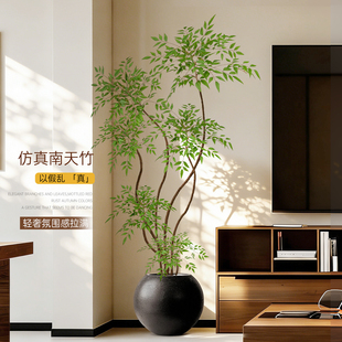 假绿植仿真南天竹室内高级感逼真摆件客厅电视柜旁轻奢装饰仿生树