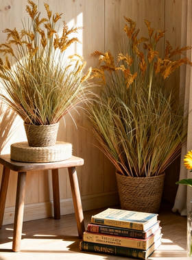 黄金麦穗干花田园景观大麦稻穗仿真花束商场橱窗装饰婚庆道具摆件