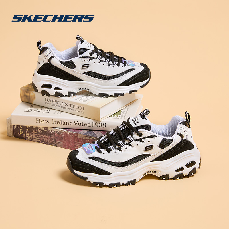 Skechers斯凯奇老爹鞋明星同款女子运动鞋时尚绑带经典黑白熊猫鞋 女鞋 老爹鞋 原图主图