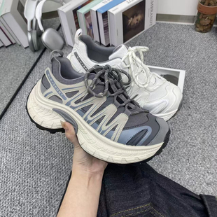 登山户外鞋 6cm增高老爹鞋 女2026早春真皮厚底透气百搭休闲运动鞋