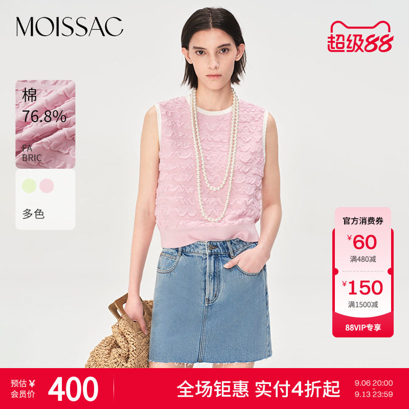 圆领立体纱线套头针织背心图片
