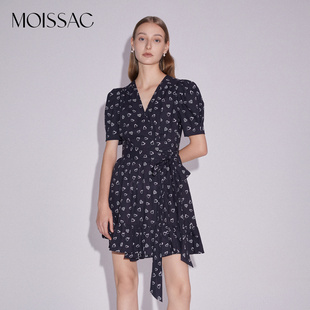 甜酷愛心碎花V領圍裹式 MOISSAC 摩薩克春裝 法式 連衣裙