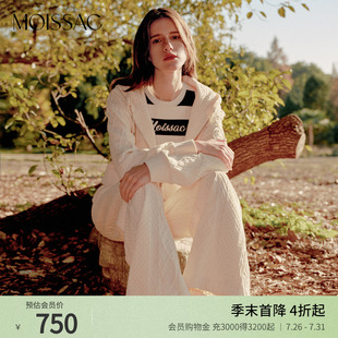商场同款 外套女 摩萨克春棉100短款 针织绞花连帽卫衣开衫